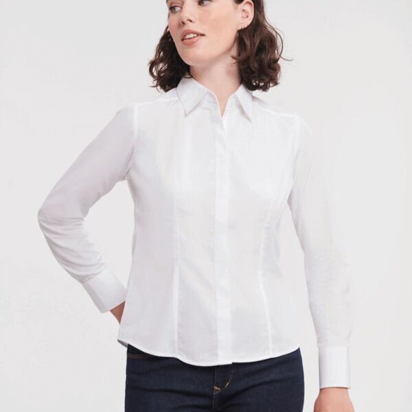 LADIES LONG SLEEVE FITTED POLYCOTTON POPLIN SHIRT Thumbnail